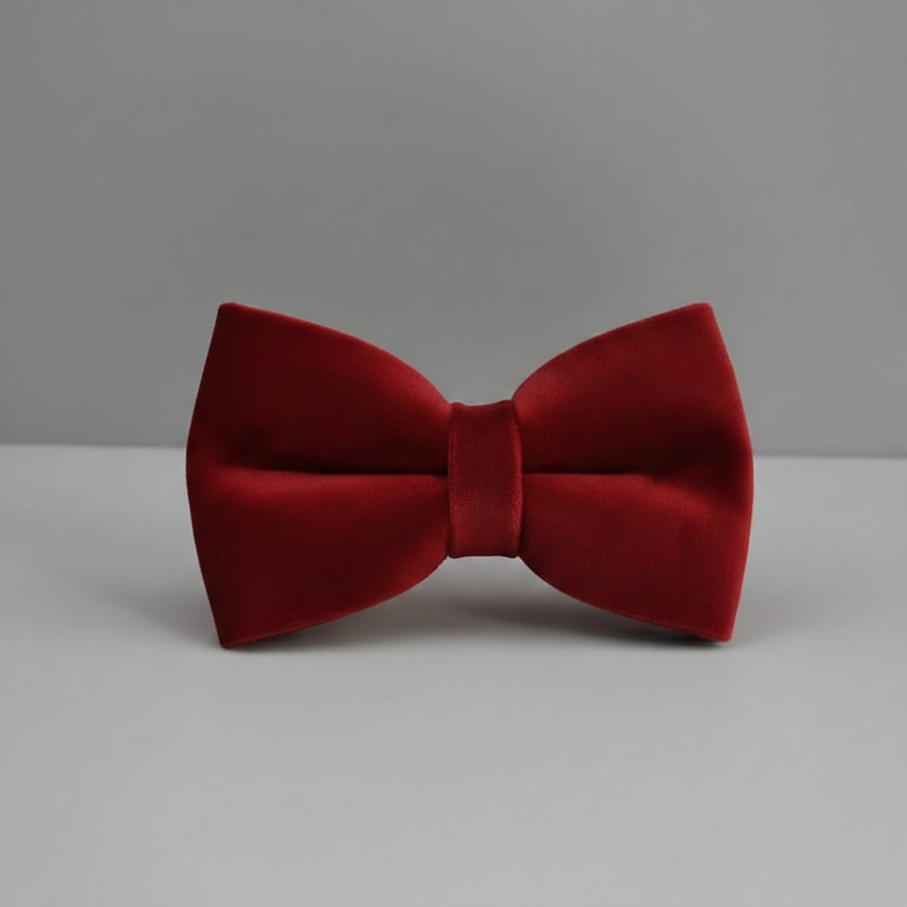 Red bow tie on a gray background