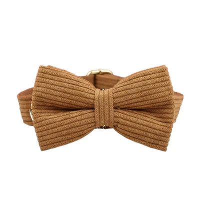 Brown ribbed bow tie on a white background