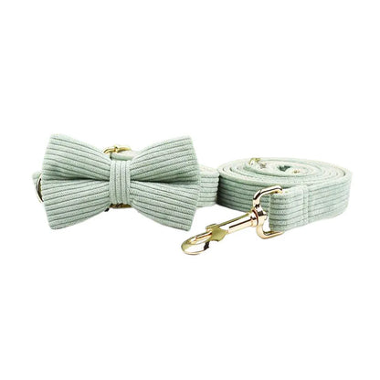 Mint green bow tie and matching leash set on a white background