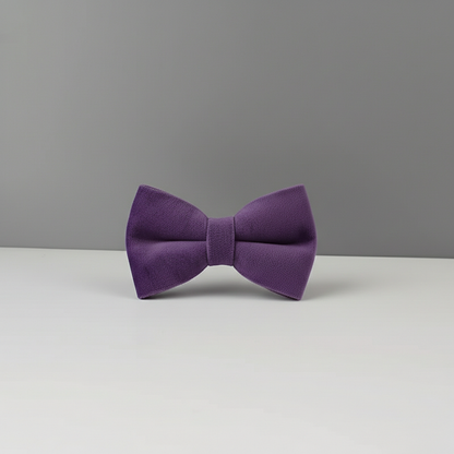 Purple bow tie on a gray background